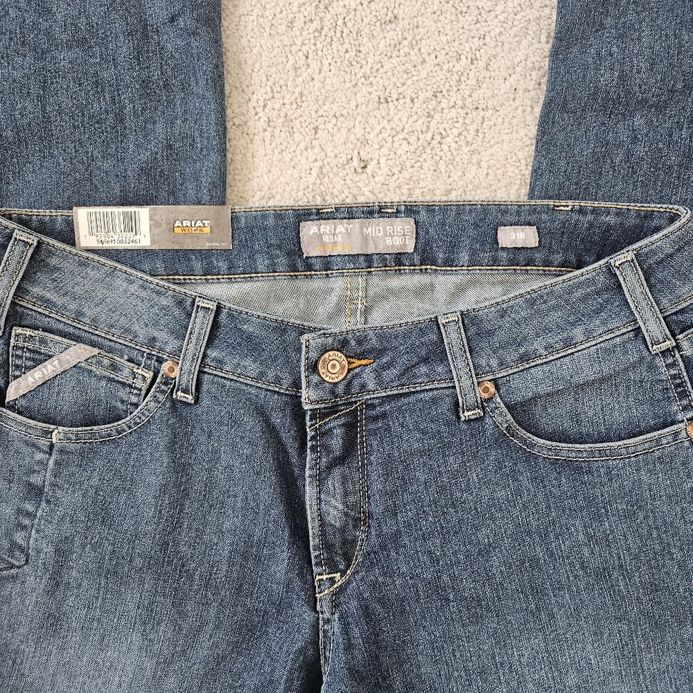 NWT Ariat | Rebar Mid Rise Raven DuraStretch In Sofia Boot Cut Jean Womens 31R - Picture 6 of 9